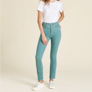 Veronica Beard Ryleigh Slim Straight High Rise Jeans in Jade Green 24/00